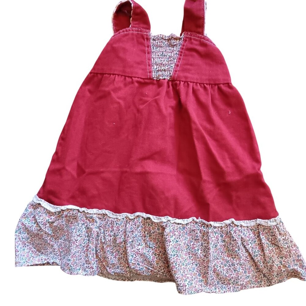 Vintage Girls 4T Dress Toddler 1970's Boho Peasant Jumper Sleeveless
